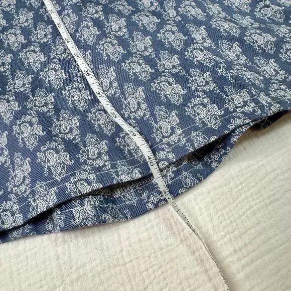 VTG Paisley Farmhouse Dress Blue White Women's 8 Prairie Cottagecore Country 90s - Picture 16 of 16